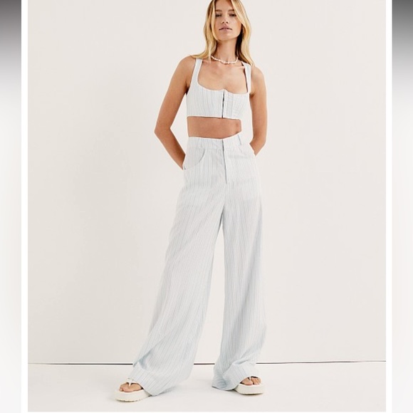 For love and Lemons | Skyer Wide Leg Blue Pants - Picture 1 of 12